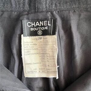 CHANEL Boutique Black Lined wool trousers  Label Detail